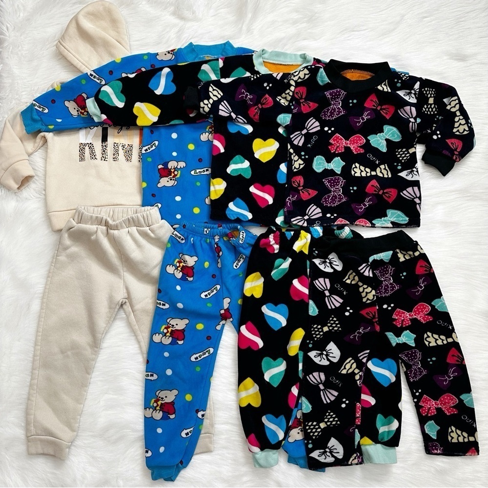 Girls Toddler Size 3T BUNDLE (8) Winter Fleece Pajama Sets